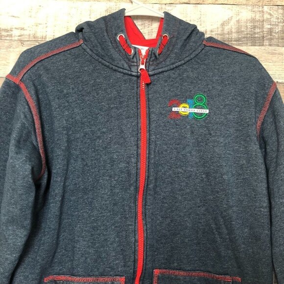Disney Park Jacket Unisex XL Blue 2018 Embroidered Double Sided Coat Full Zip - Picture 4 of 13